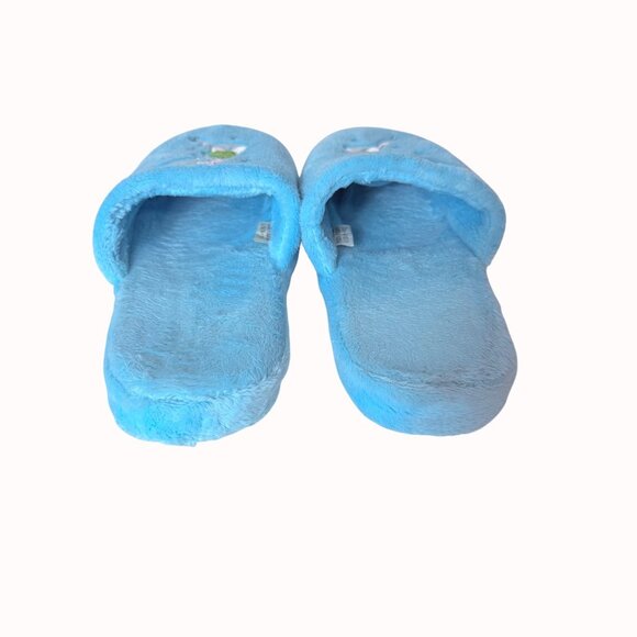 Disney Tinker Bell Slippers Blue Plush Womens Size L Cozy Fleece Indoor Footwear - Picture 9 of 10